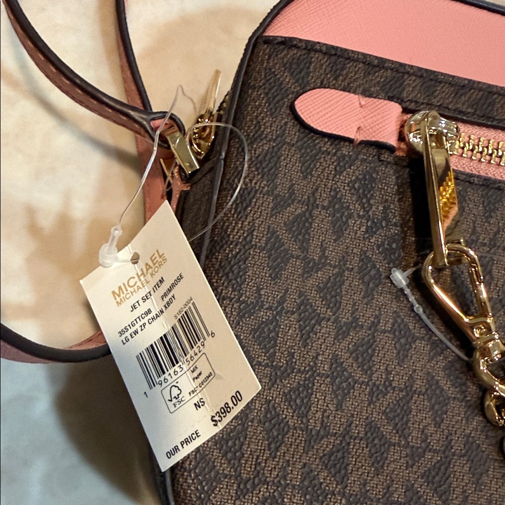 MICHAEL KORS Jet Set Large Saffiano Leather Crossbody Bag Primrose New - Picture 3 of 6